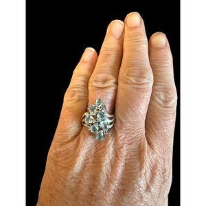 Aquamarine sterling silver cocktail ring